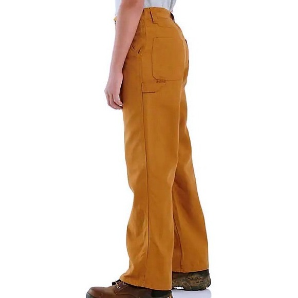 NWT Carhartt Boys' Loose Fit Flannel-Lined Utility Work Pants Dark Mustard SZ 16 - Picture 3 of 16